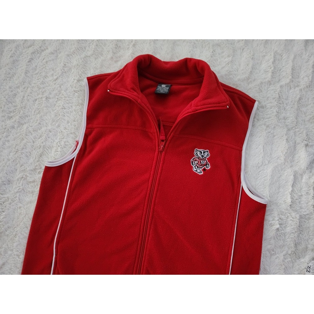 Colosseum Athletics Full Zip Vest University Of Wisconsin Badgers Red Mens Mediu